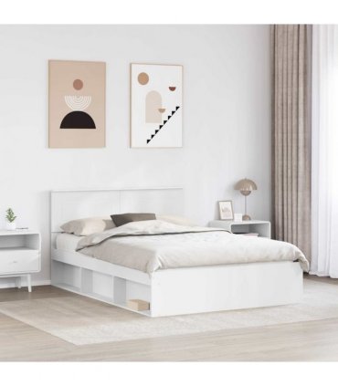 vidaXL Bed Frame with Headboard White 140 x 200 cm Engineered wood