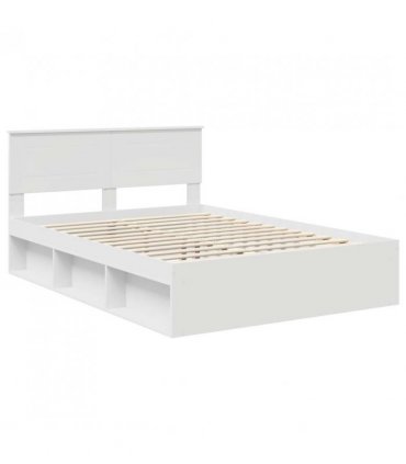 vidaXL Bed Frame with Headboard White 140 x 200 cm Engineered wood