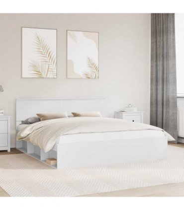 vidaXL Bed Frame with Headboard White 180 x 200 cm Engineered wood