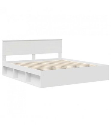 vidaXL Bed Frame with Headboard White 180 x 200 cm Engineered wood