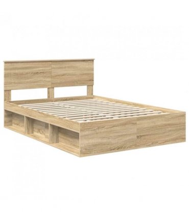 vidaXL Bed Frame with Headboard Sonoma 140 x 190 cm Engineered wood — Colour: Sonoma oak