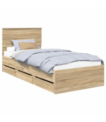 vidaXL Bed Frame with Drawer Sonoma Oak 75 x 190 cm Engineer Wood