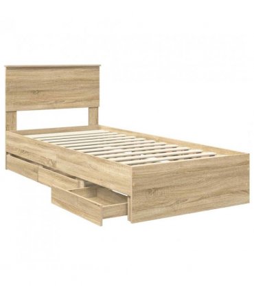 vidaXL Bed Frame with Drawer Sonoma Oak 75 x 190 cm Engineer Wood