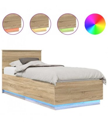 vidaXL Bed Frame with Headboard Sonoma Oak 70 x 190 cm Engineered Wood — Size: 75 x 190 cm