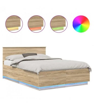 vidaXL Bed Frame Sonoma Oak 140 x 200 cm Engineered Wood