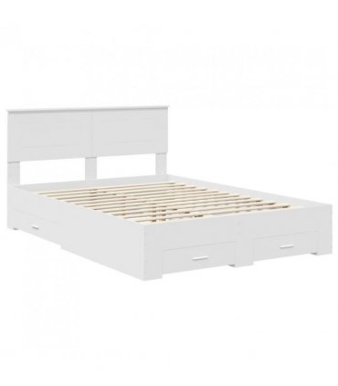 vidaXL Bed Frame with Headboard White 140 x 190 cm Engineered Wood