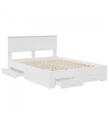 vidaXL Bed Frame with Headboard White 140 x 190 cm Engineered Wood