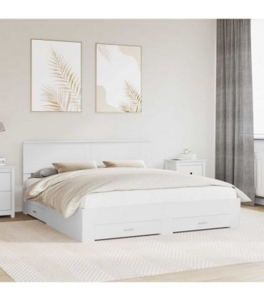 vidaXL Bed Frame with Headboard White 180 x 200 cm Engineered Wood — V0672006292
