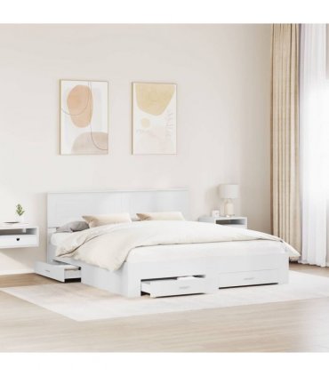 vidaXL Bed Frame with Headboard White 180 x 200 cm Engineered Wood — V0672006292