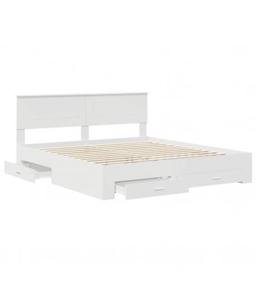 vidaXL Bed Frame with Headboard White 180 x 200 cm Engineered Wood — V0672006292
