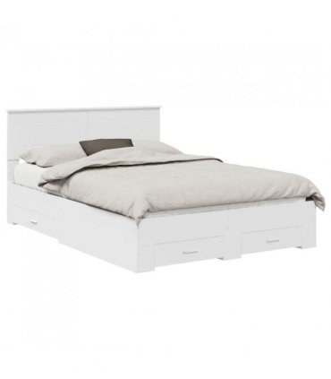 vidaXL Bed Frame with Headboard White 140 x 200 cm Engineered Wood — V0672006295