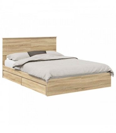 vidaXL Storage Bed with Drawer Sonoma Oak 160 x 200 cm Engineered Wood