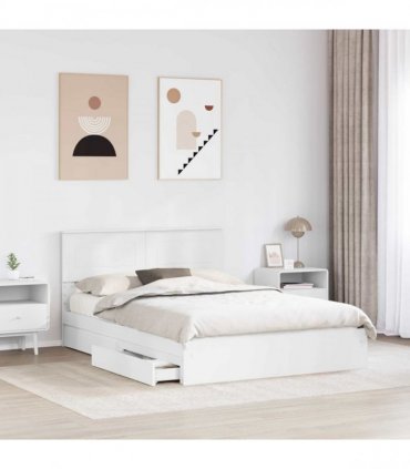 vidaXL Storage Bed with Headboard White 140 x 190 cm Engineered Wood