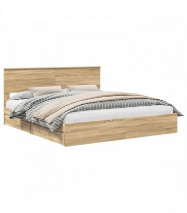 vidaXL Storage Bed with Drawer Sonoma Oak 180 x 200 cm Engineered Wood