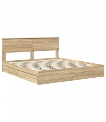 vidaXL Storage Bed with Drawer Sonoma Oak 180 x 200 cm Engineered Wood