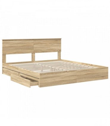 vidaXL Storage Bed with Drawer Sonoma Oak 180 x 200 cm Engineered Wood