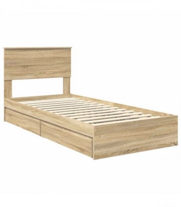 vidaXL Storage Bed with Drawer Sonoma Oak 75 x 190 cm Engineered Wood