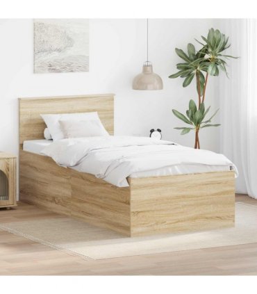 vidaXL Bed Frame with Headboard Sonoma Oak 75 x 190 cm Engineered Wood — V0672006526