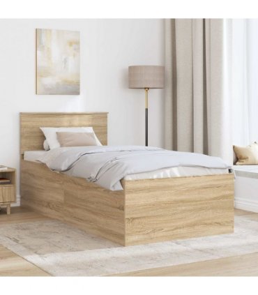 vidaXL Bed Frame with Headboard Sonoma Oak 75 x 190 cm Engineered Wood — V0672006526