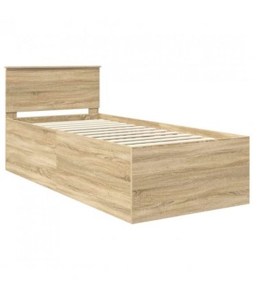 vidaXL Bed Frame with Headboard Sonoma Oak 75 x 190 cm Engineered Wood — V0672006526