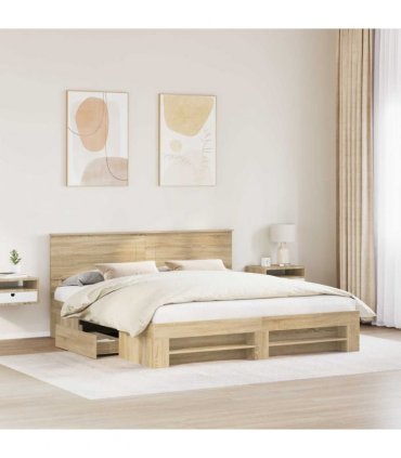 vidaXL Bed Frame Sonoma Oak 180 x 200 cm Engineered Wood