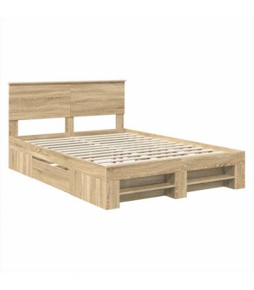 vidaXL Bed Frame Sonoma Oak 140 x 200 cm Engineered Wood — Size: 140 x 190 cm