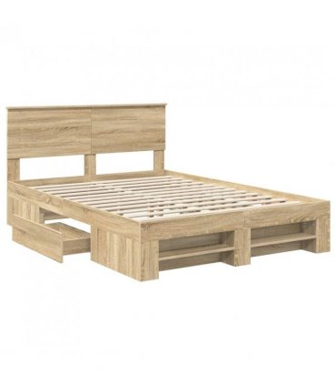 vidaXL Bed Frame Sonoma Oak 140 x 200 cm Engineered Wood — V0672006659