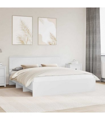 vidaXL Bed Frame with Headboard White 180 x 200 cm Engineered Wood — V0672006680