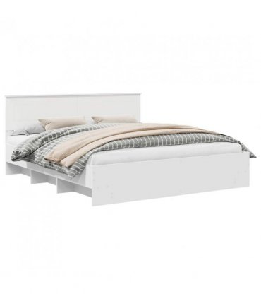 vidaXL Bed Frame with Headboard White 180 x 200 cm Engineered Wood — V0672006680
