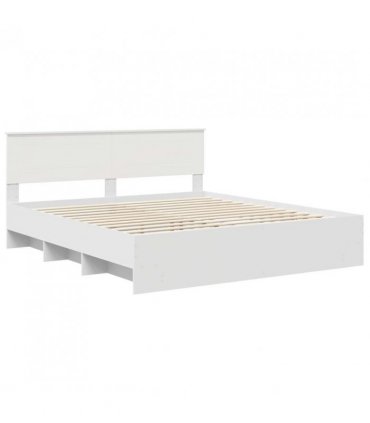 vidaXL Bed Frame with Headboard White 180 x 200 cm Engineered Wood — V0672006680