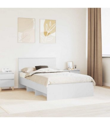 vidaXL Bed Frame with Headboard White 120 x 123 cm Engineered Wood — Size: 120 x 200 cm
