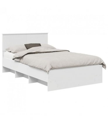 vidaXL Bed Frame with Headboard White 120 x 123 cm Engineered Wood — Size: 120 x 200 cm