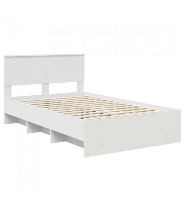 vidaXL Bed Frame with Headboard White 120 x 123 cm Engineered Wood — Size: 120 x 200 cm