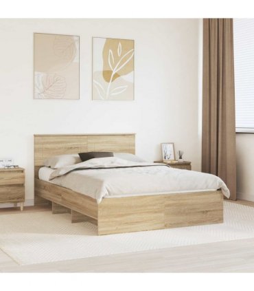 vidaXL Bed Frame Sonoma Oak 140 x 200 cm Engineered Wood — V0672006685