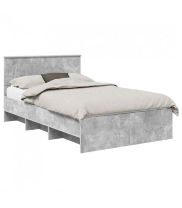 vidaXL Bed Frame Concrete Grey 120 x 123 cm Engineered Wood — Size: 120 x 190 cm