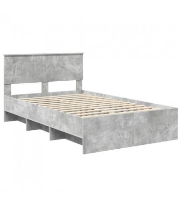 vidaXL Bed Frame Concrete Grey 120 x 123 cm Engineered Wood — Size: 120 x 190 cm