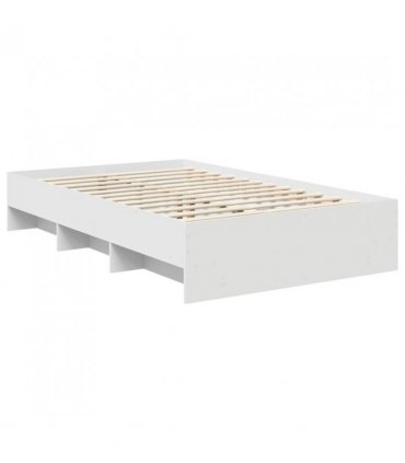 vidaXL Bed Frame with Headboard White 120 x 123 cm Engineered Wood — Size: 120 x 190 cm