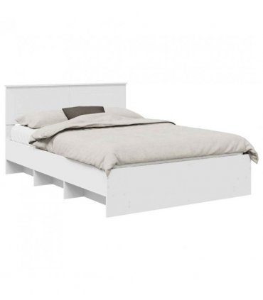 vidaXL Bed Frame with Headboard White 140 x 200 cm Engineered Wood — Size: 140 x 190 cm