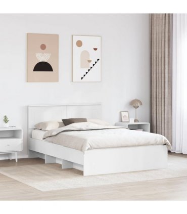 vidaXL Bed Frame with Headboard White 140 x 200 cm Engineered Wood — V0672006748