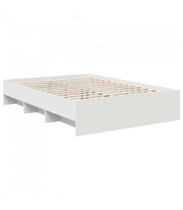 vidaXL Bed Frame with Headboard White 140 x 200 cm Engineered Wood — V0672006748