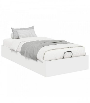 vidaXL Ottoman Bed Frame White 203 x 90 x 25 cm Engineered Wood — Size: 90 x 200 cm
