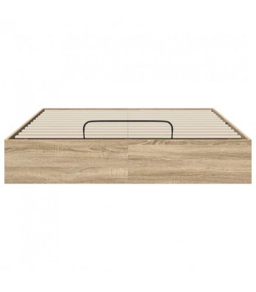 vidaXL Ottoman Bed Frame Sonoma Oak 203 x 140 x 25 cm Engineered Wood — Size: 140 x 200 cm