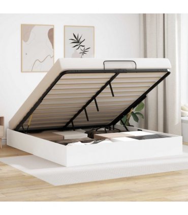 vidaXL Ottoman Bed Frame White 203 x 180 x 25 cm Engineered Wood — Size: 180 x 200 cm