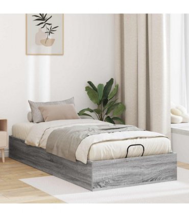 vidaXL Ottoman Bed Frame Grey Sonoma 203 x 90 x 25 cm Engineered Wood — Size: 90 x 200 cm