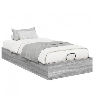 vidaXL Ottoman Bed Frame Grey Sonoma 203 x 90 x 25 cm Engineered Wood — Size: 90 x 200 cm
