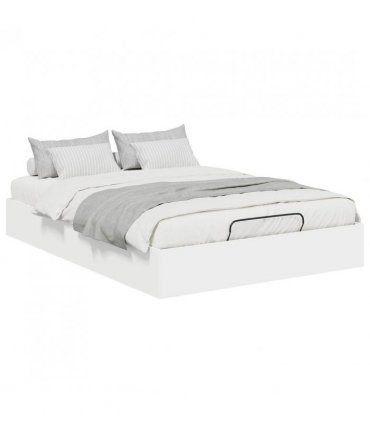 vidaXL Ottoman Bed Frame White 203 x 140 x 25 cm Engineered Wood — Size: 140 x 200 cm