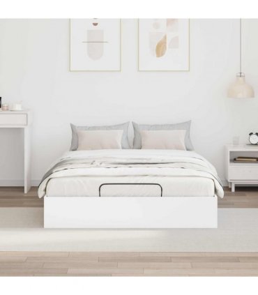 vidaXL Ottoman Bed Frame White 203 x 140 x 25 cm Engineered Wood — Size: 140 x 200 cm