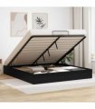 vidaXL Ottoman Bed Frame Black Oak 203 x 180 x 25 cm Engineered Wood — Size: 180 x 200 cm