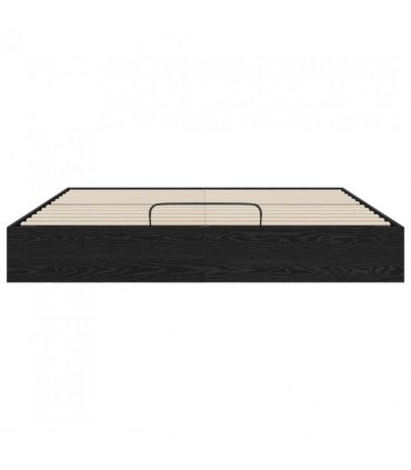 vidaXL Ottoman Bed Frame Black Oak 203 x 180 x 25 cm Engineered Wood — Size: 180 x 200 cm