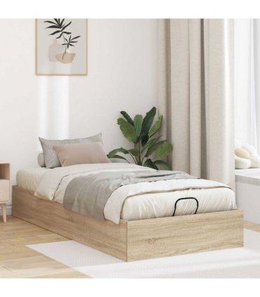 vidaXL Ottoman Bed Frame Sonoma Oak 203 x 90 x 25 cm Engineered Wood — Size: 90 x 200 cm